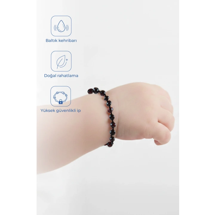 Babyjem Orjinal Sertifikalı Kehribar Bebek Bilekliği Vişne