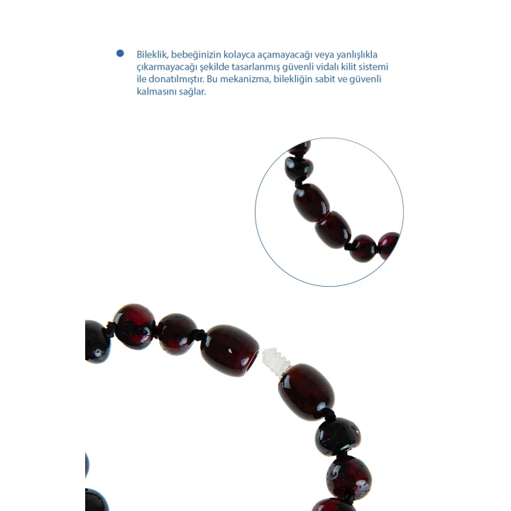 Babyjem Orjinal Sertifikalı Kehribar Bebek Bilekliği Vişne