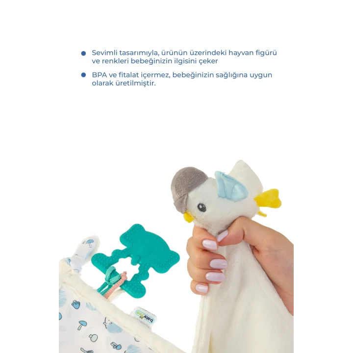 Babyjem 926 Birdy Diş Kaşıyıcılı + Silikon Emzik Hediyeli Uyku Arkadaşım Mavi 