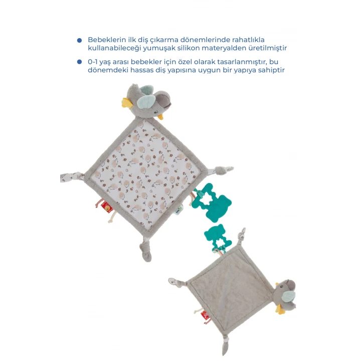 Babyjem 926 Birdy Diş Kaşıyıcılı + Silikon Emzik Hediyeli Uyku Arkadaşım Kahve