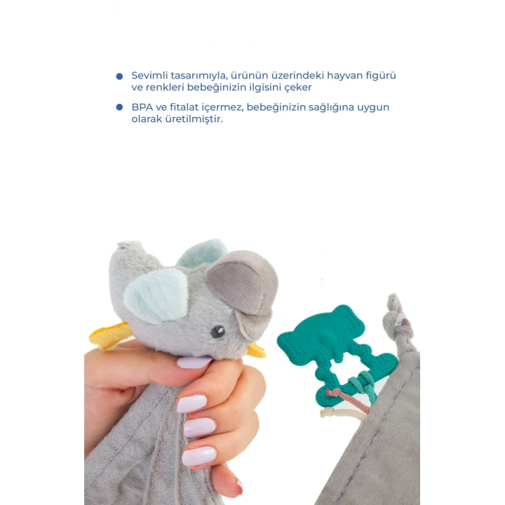 Babyjem 926 Birdy Diş Kaşıyıcılı + Silikon Emzik Hediyeli Uyku Arkadaşım Kahve