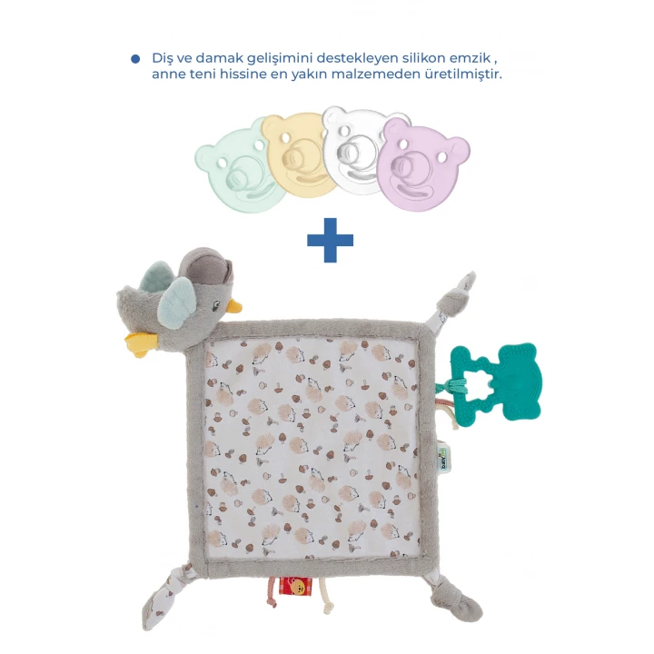 Babyjem 926 Birdy Diş Kaşıyıcılı + Silikon Emzik Hediyeli Uyku Arkadaşım Kahve