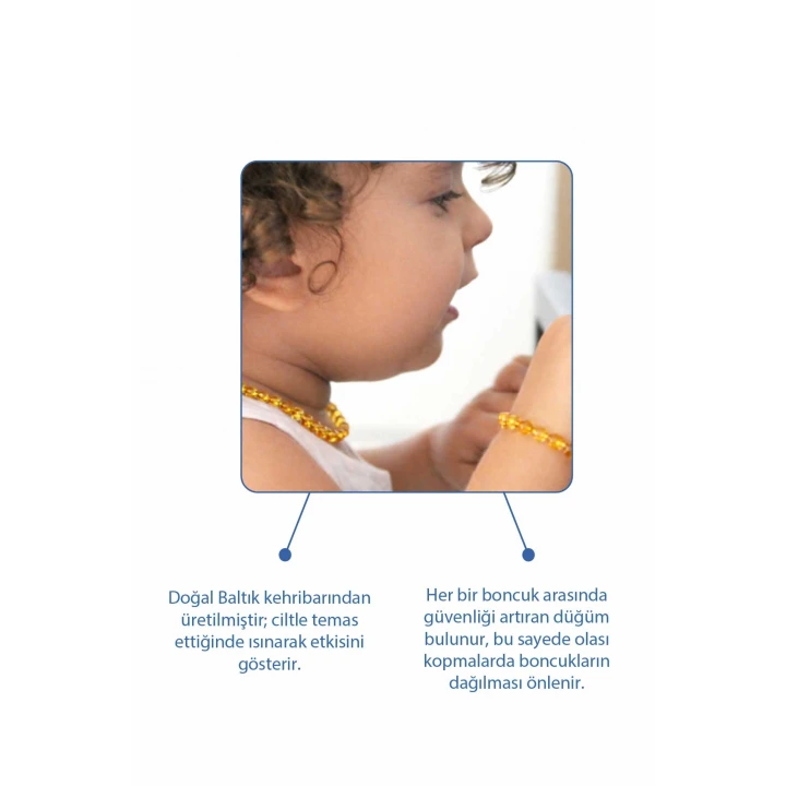 Babyjem Orjinal Sertifikalı Kehribar Bebek Kolyesi Bal