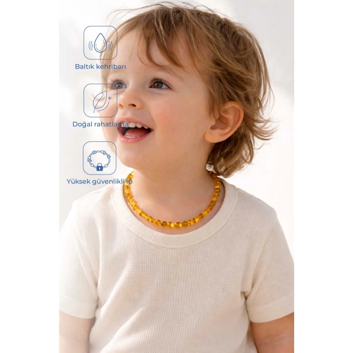 Babyjem Orjinal Sertifikalı Kehribar Bebek Kolyesi Bal