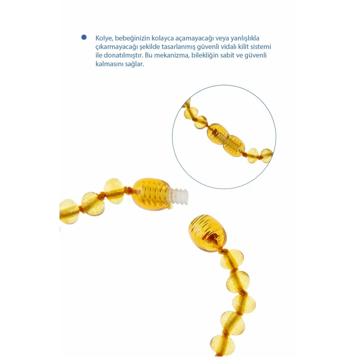 Babyjem Orjinal Sertifikalı Kehribar Bebek Kolyesi Bal
