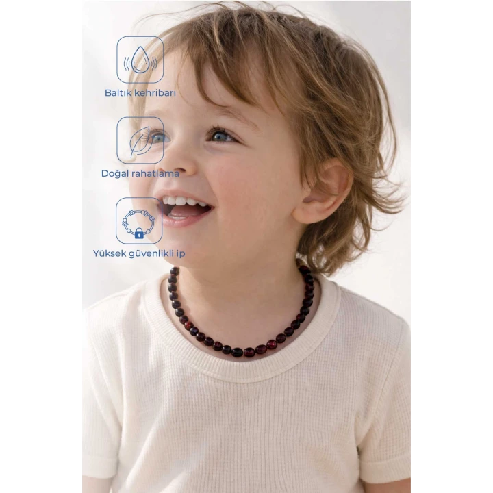 Babyjem Orjinal Sertifikalı Kehribar Bebek Kolyesi Vişne