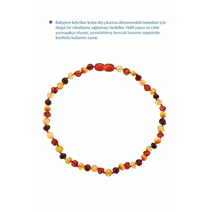 Babyjem Orjinal Sertifikalı Kehribar Bebek Kolyesi Multicolor