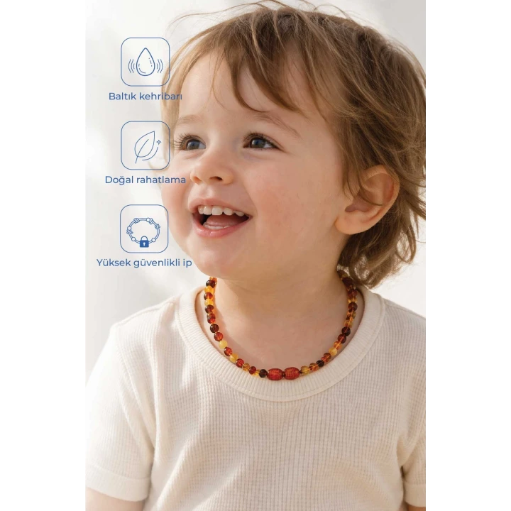 Babyjem Orjinal Sertifikalı Kehribar Bebek Kolyesi Multicolor