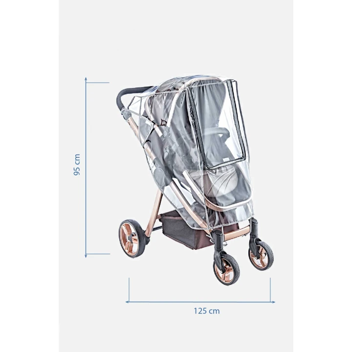 Babyjem Lüx Fermuarlı Reflektörlü Bebek Arabası Yağmurluğu Fitalatsız (22x27cm)
