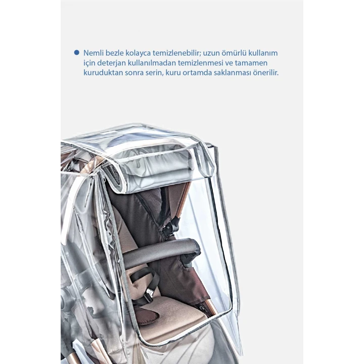 Babyjem Lüx Fermuarlı Reflektörlü Bebek Arabası Yağmurluğu Fitalatsız (22x27cm)