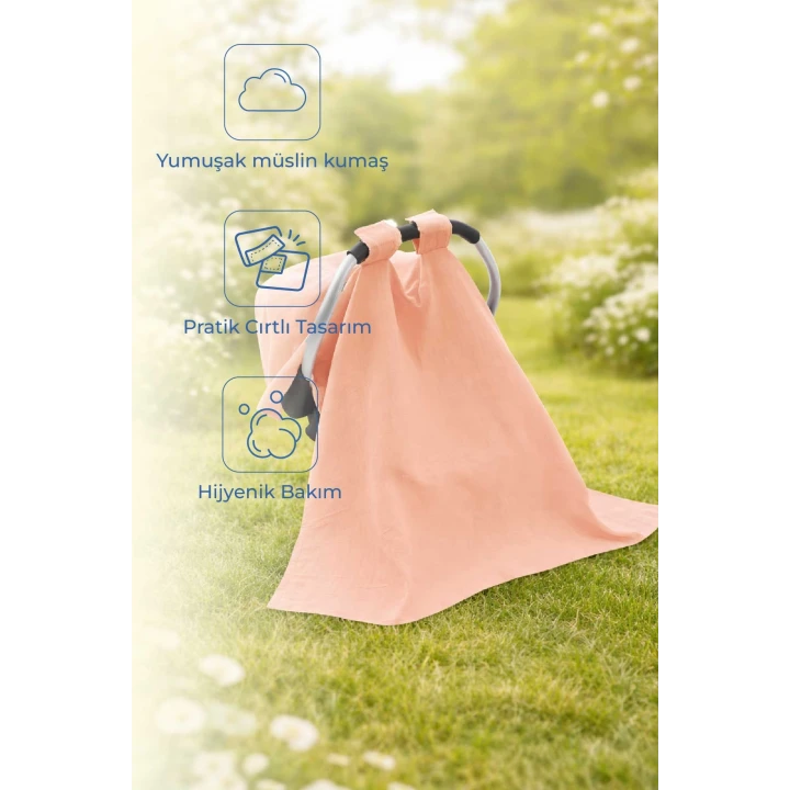 Babyjem Çok Amaçlı Müslin Ana Kucağı Örtüsü Somon