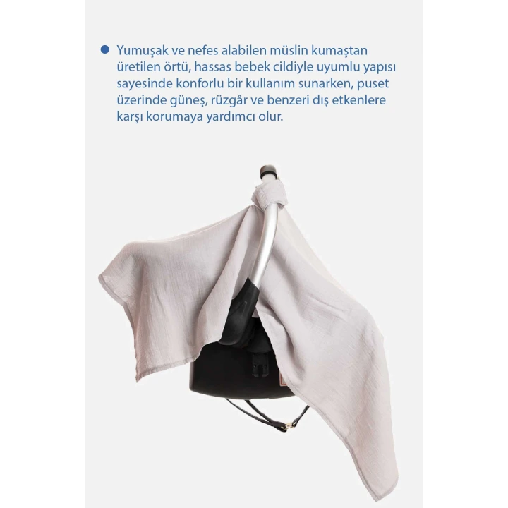 Babyjem Çok Amaçlı Müslin Ana Kucağı Örtüsü Gri