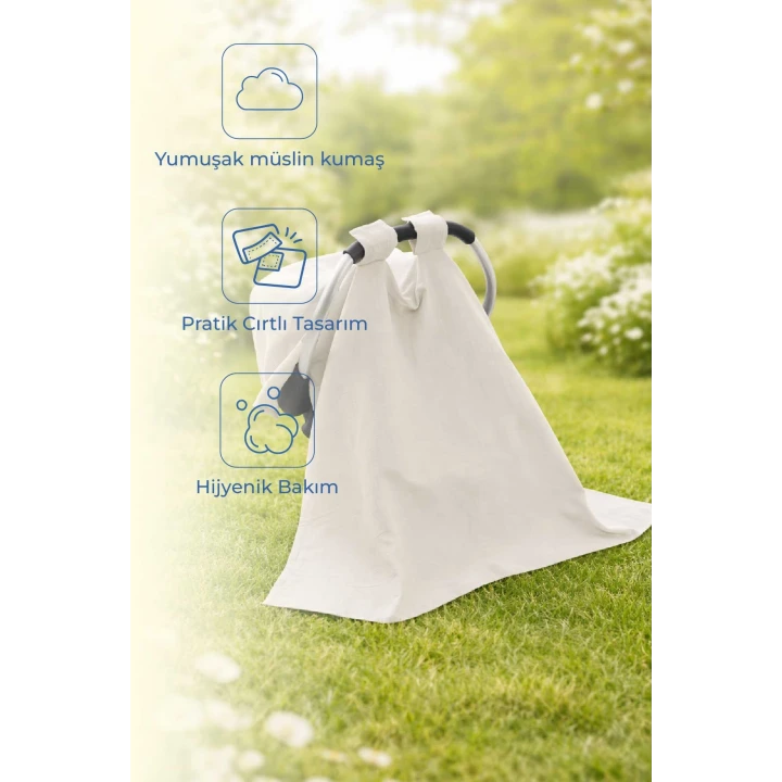 Babyjem Müslin Çok Amaçlı Ana Kucağı Örtüsü Ekru