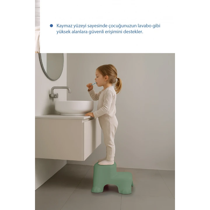 Babyjem Kaydırmaz Bebek Katlı Basamağı Soft Yeşil