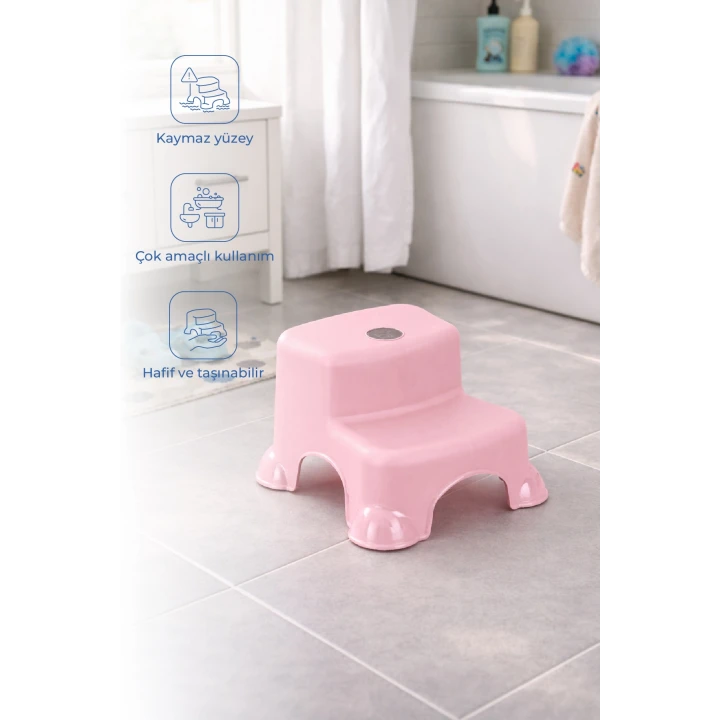 Babyjem Kaydırmaz Bebek Katlı Basamağı Soft Pembe