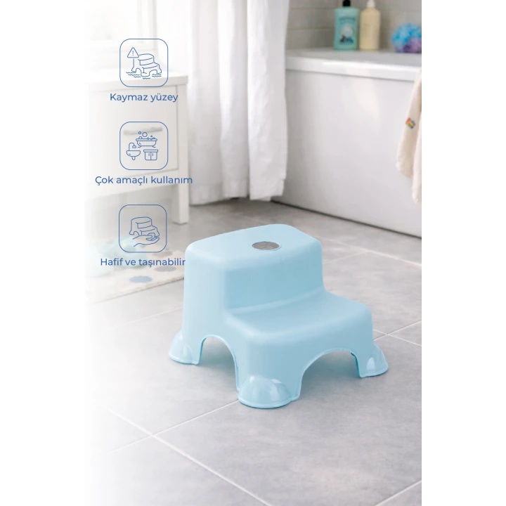 Babyjem Kaydırmaz Bebek Katlı Basamağı Soft Mavi