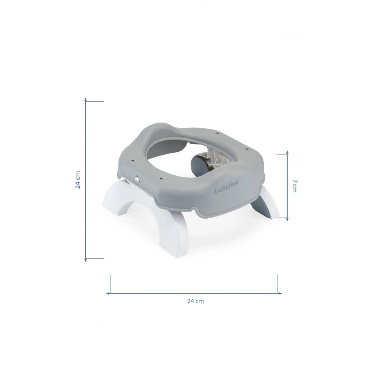 Babyjem Portatif Katlanabilir Seyahat Lazımlığı Soft Gri + 5 Hediye Poşet