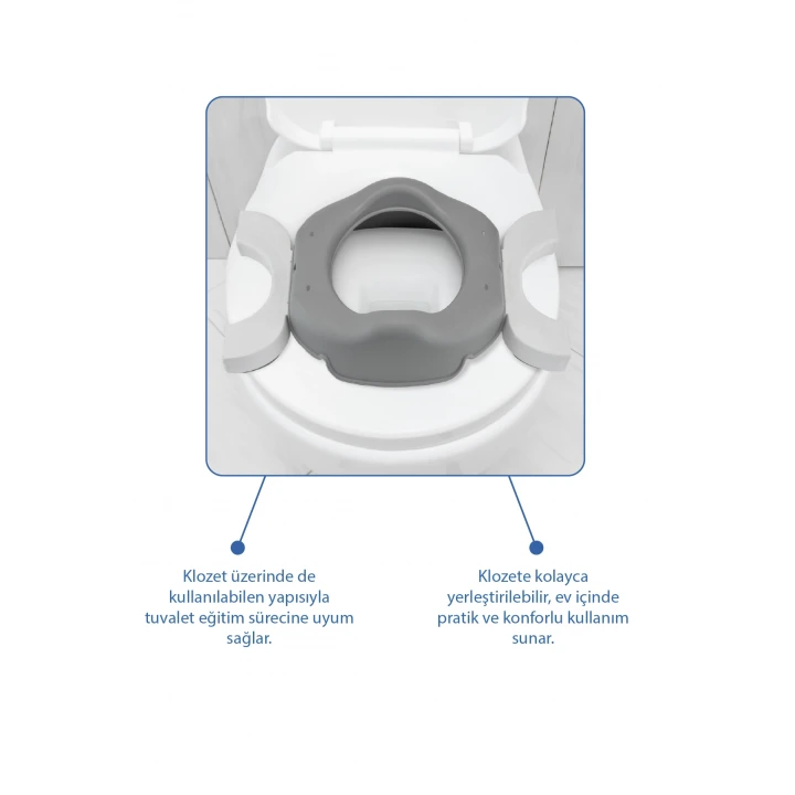 Babyjem Portatif Katlanabilir Seyahat Lazımlığı Soft Gri + 5 Hediye Poşet