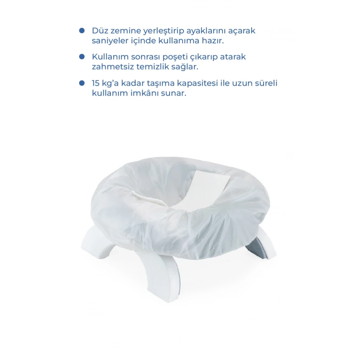 Babyjem Portatif Katlanabilir Seyahat Lazımlığı Soft Gri + 5 Hediye Poşet