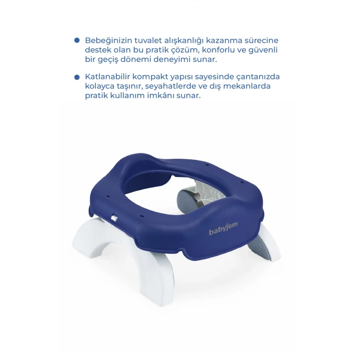 Babyjem Portatif Katlanabilir Seyahat Lazımlığı İndigo Mavi + 5 Hediye Poşet