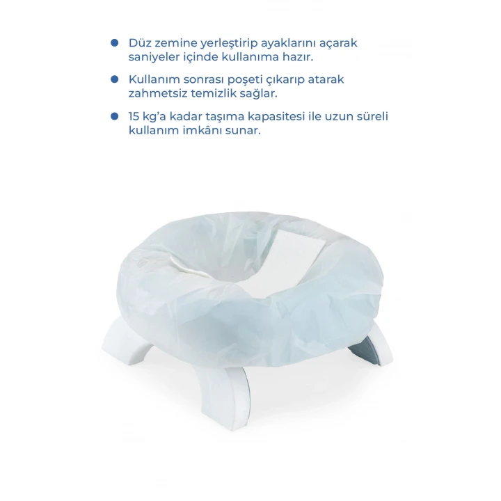 Babyjem Portatif Katlanabilir Seyahat Lazımlığı Soft Mavi + 5 Hediye Poşet