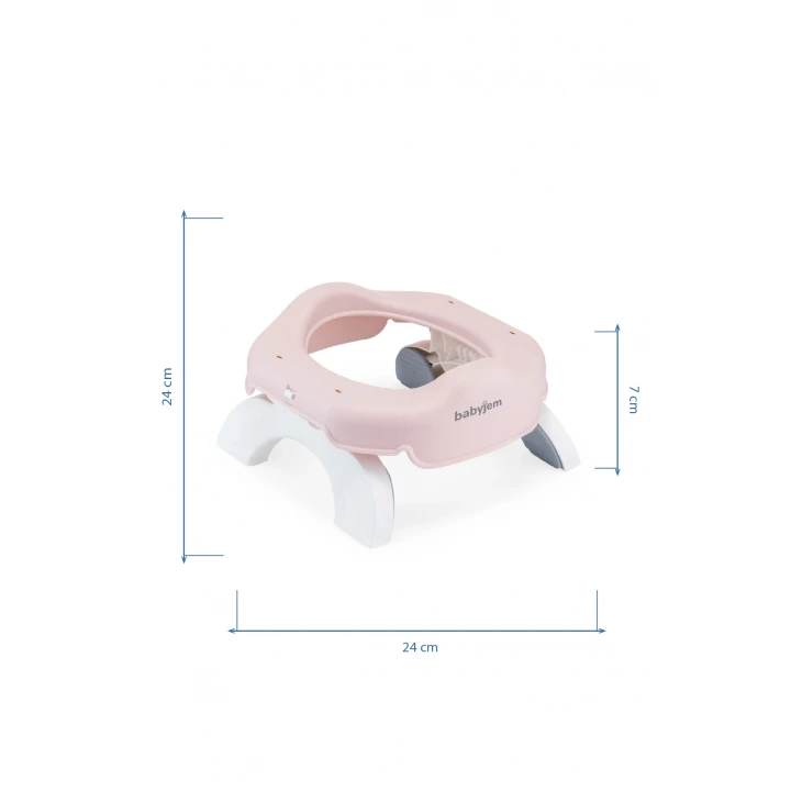 Babyjem Portatif Katlanabilir Seyahat Lazımlığı Soft Pembe + 5 Hediye Poşet