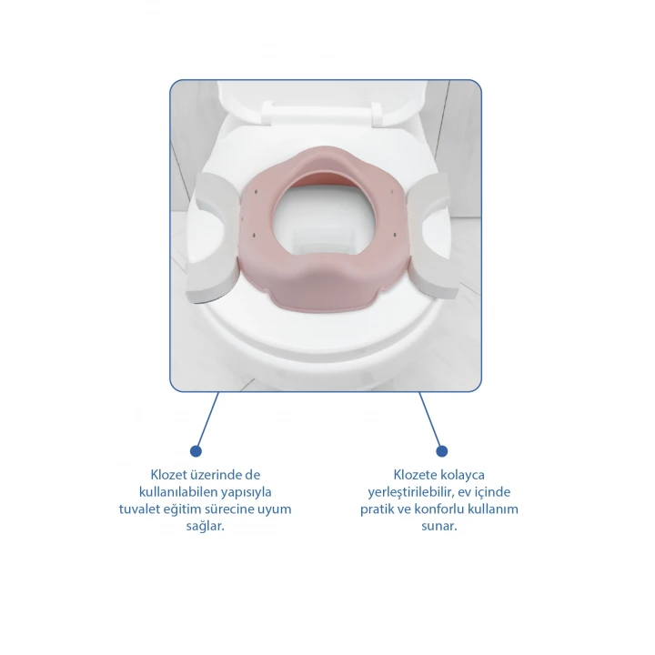 Babyjem Portatif Katlanabilir Seyahat Lazımlığı Soft Pembe + 5 Hediye Poşet