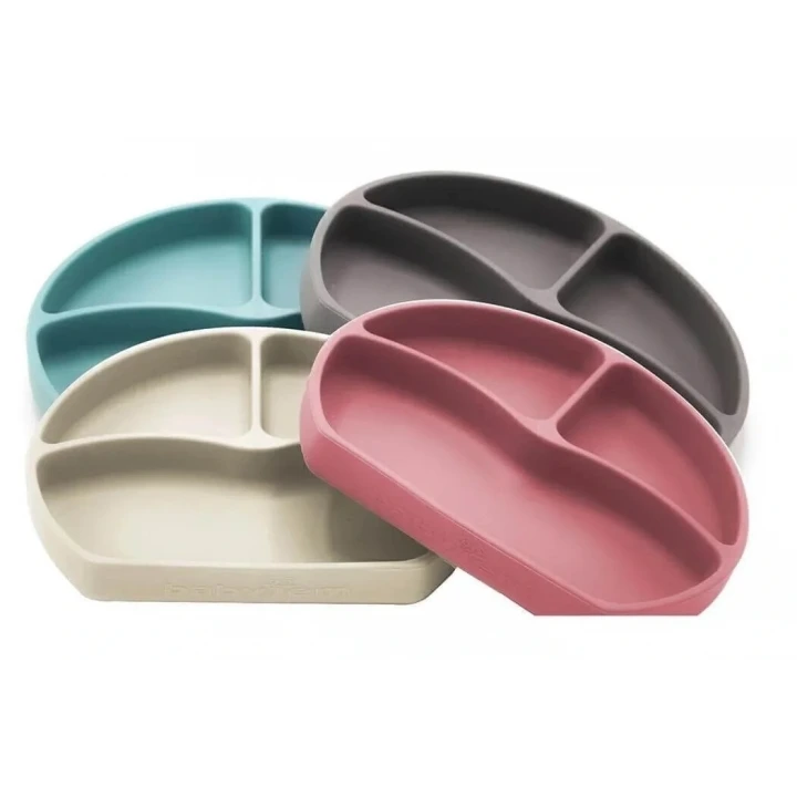 Babyjem Vakum Tabanlı Sabitlenebilir Silikon Tabak Ekru