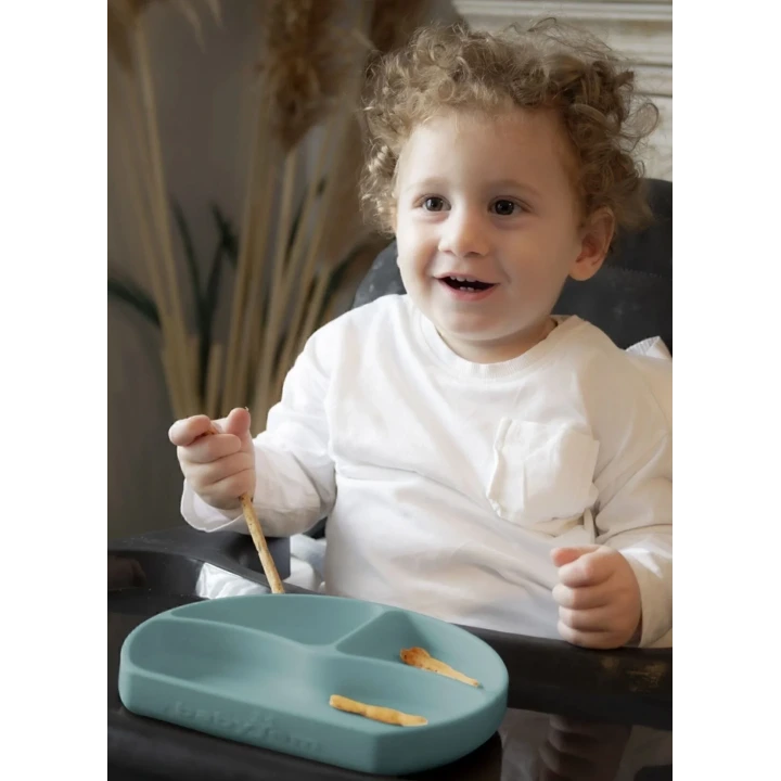 Babyjem Vakum Tabanlı Sabitlenebilir Silikon Tabak Yeşil