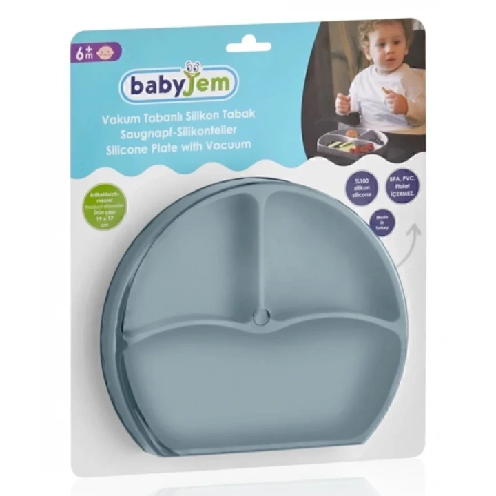 Babyjem Vakum Tabanlı Sabitlenebilir Silikon Tabak Yeşil