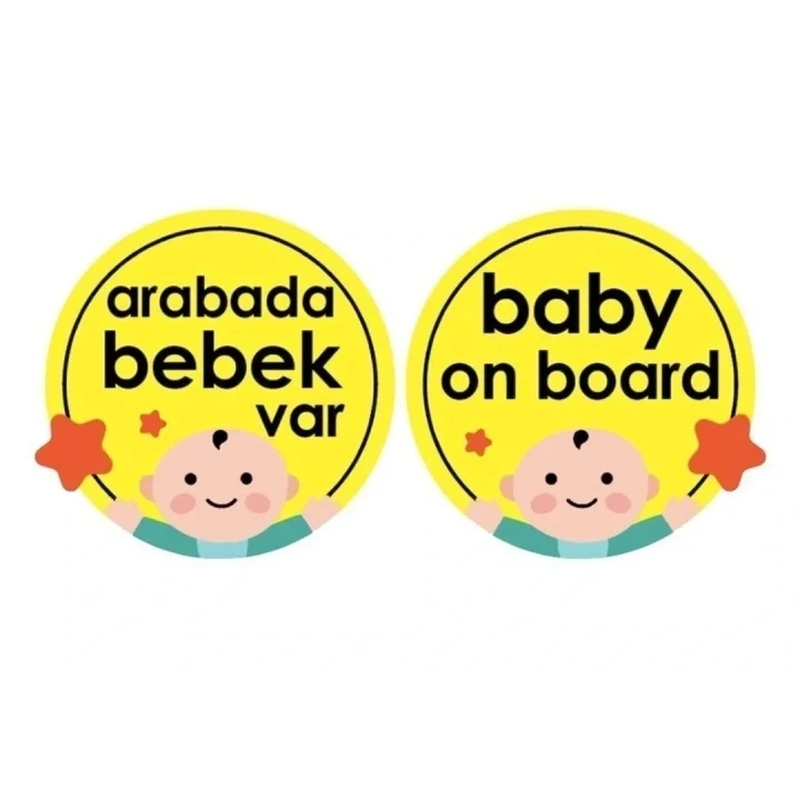 Babyjem Vakumlu Arabada Bebek Var Cam Yazısı Sarı
