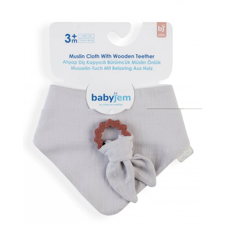 Babyjem Silikon Diş Kaşıyıcılı Müslin Mama Önlüğü Gri