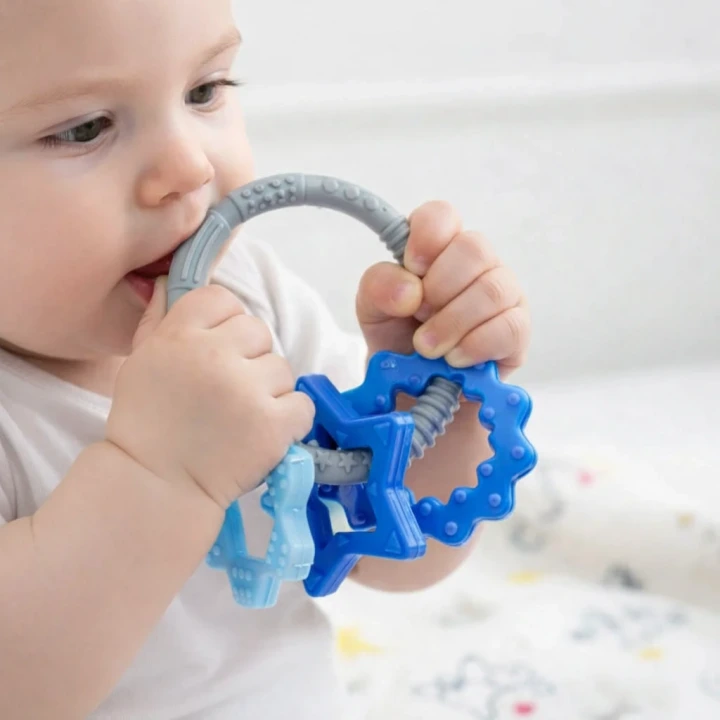 Babyjem Silikon Halka Diş Kaşıyıcı Mavi