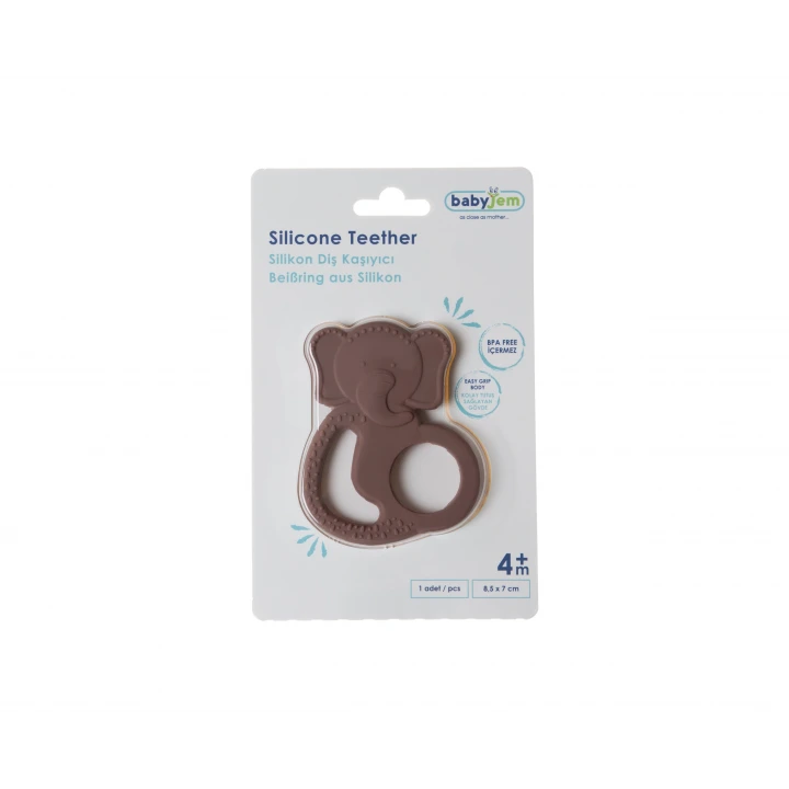 Babyjem Silikon Fil Diş Kaşıyıcı Mocha