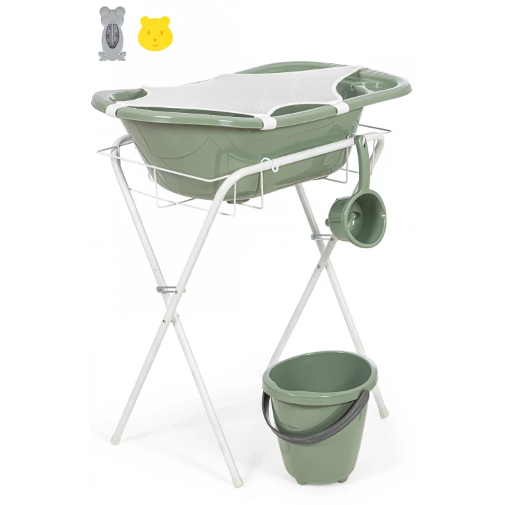 Babyjem Ayaklı Bebek Banyo Küvet Seti 7 Parça Soft Yeşil