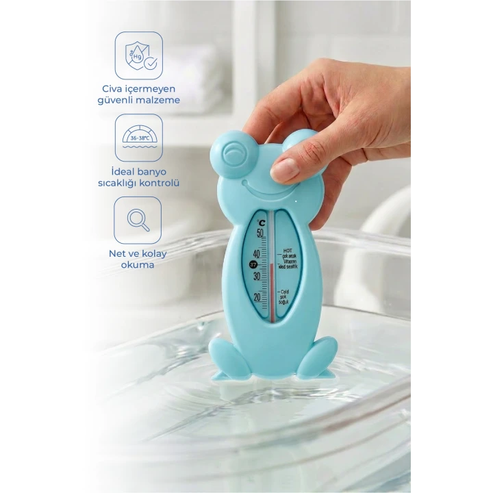 Babyjem Cıvasız Kurbağa Banyo Oda Termometresi Turkuaz