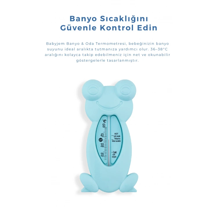 Babyjem Cıvasız Kurbağa Banyo Oda Termometresi Turkuaz