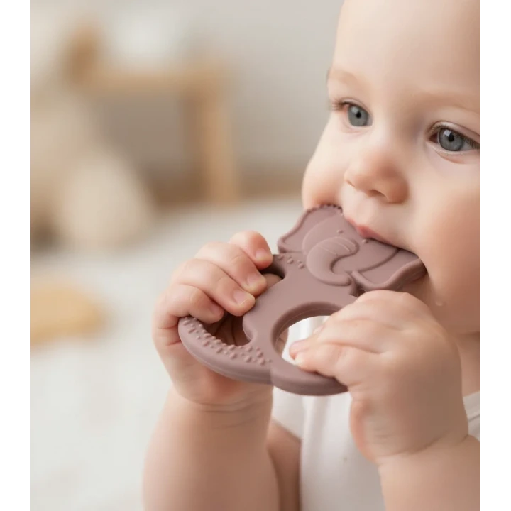 Babyjem Silikon Fil Diş Kaşıyıcı Mocha