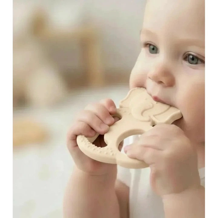 Babyjem Silikon Fil Diş Kaşıyıcı Ekru