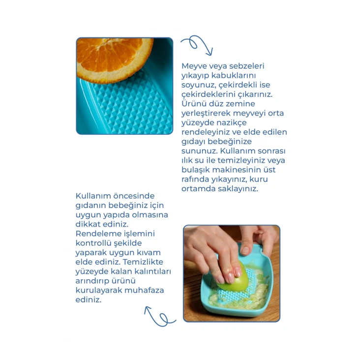 Babyjem Kırılmaz Pratik Bebek Meyve Rende Mint