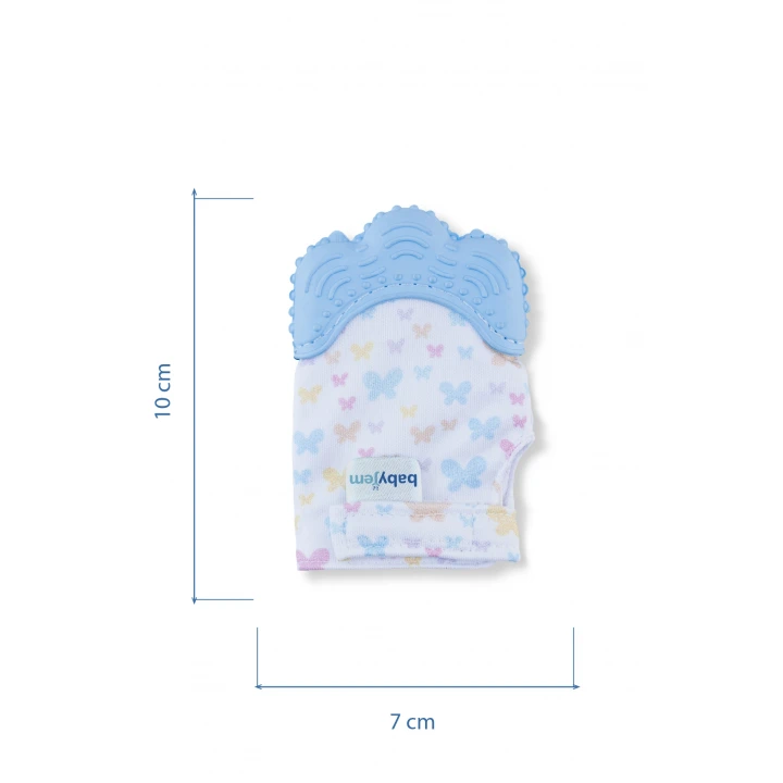Babyjem Bebek Diş Kaşıyıcı Eldiveni Kelebek Mavi