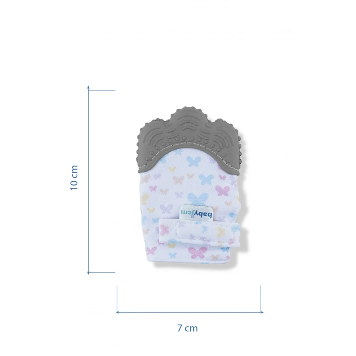 Babyjem Bebek Diş Kaşıyıcı Eldiveni Kelebek Gri