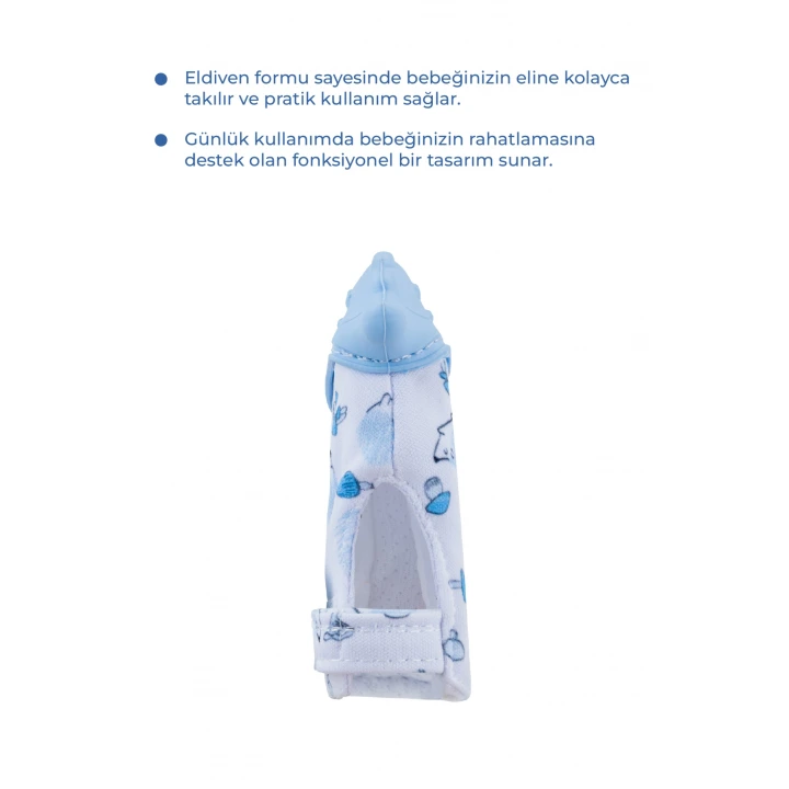 Babyjem Bebek Diş Kaşıyıcı Eldiveni Kirpi Mavi