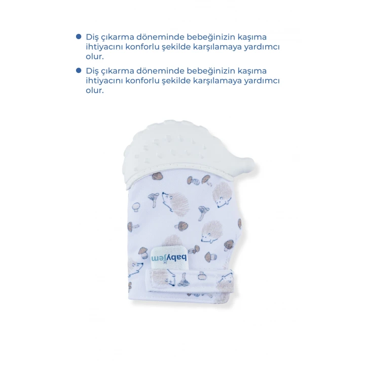 Babyjem Bebek Diş Kaşıyıcı Eldiveni Kirpi Ekru