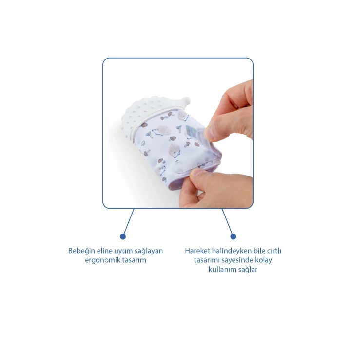 Babyjem Bebek Diş Kaşıyıcı Eldiveni Kirpi Ekru