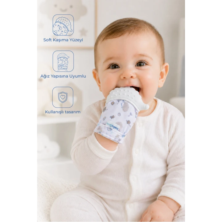 Babyjem Bebek Diş Kaşıyıcı Eldiveni Kirpi Ekru