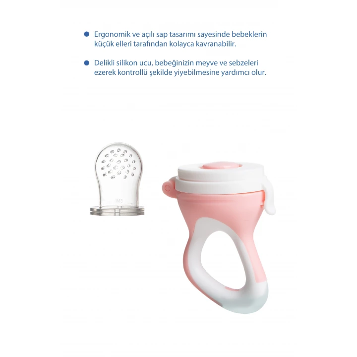 Babyjem Silikon Yumuşak Uçlu Meyve Süzgeçi Sebze Emziği Pembe