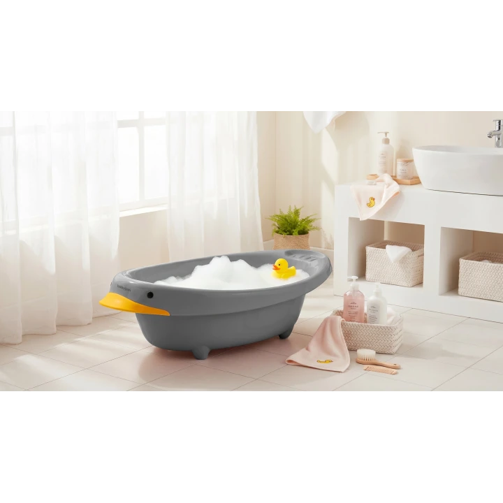 Babyjem Neşeli Ördek Bebek Banyo Küveti Soft Gri