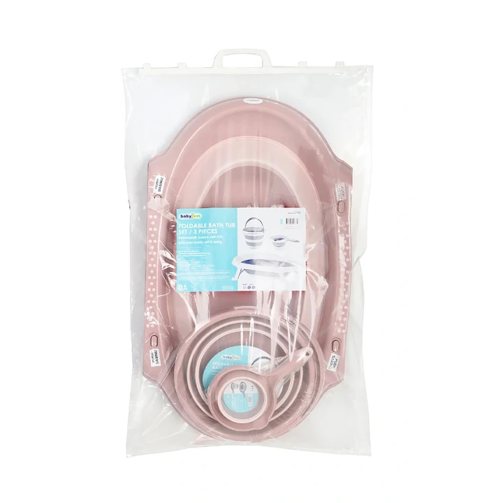 Babyjem Katlanır Bebek Banyo Küvet Seti 3 Parça Somon