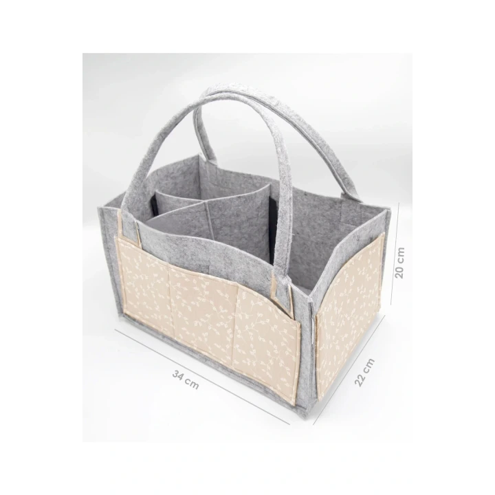 Babyjem Keçe Anne Bebek Bakım Çantası Organizer Somon Çiçek